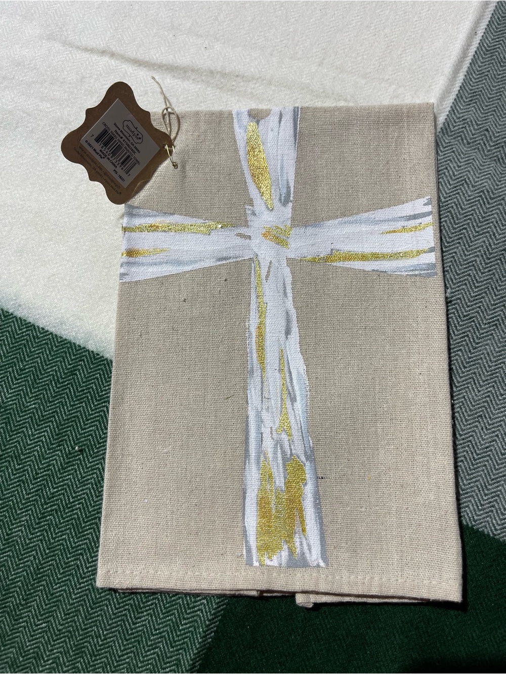 Mud Pie Cross Christmas Painted Hand Towel